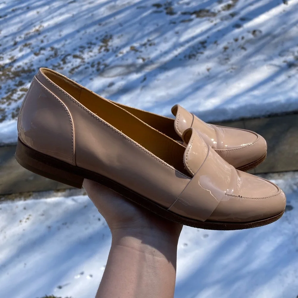 Sézane Light Blush Pink Nude Patent Leather Loafers